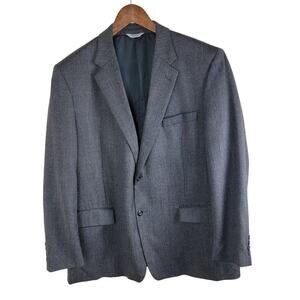 Joseph & Feiss 44R Houndstooth Tweed Blazer Sport Coat Mens Grey Lambswool